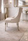 Larisa spisestol - Beige italiensk fløyel & Sølv rustfritt ben thumbnail
