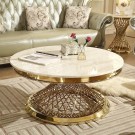 Milano sofabord - Ekte hvit marmorplate & Gull rustfritt stål  thumbnail