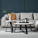 Manhattan sofabord inkl sidebord - Hvit stein & Sort rustfritt stål understell thumbnail