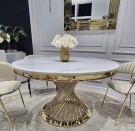 Milano spisebord inkl Lazy Susan - Gull rustfritt stål - Hvit stein - Ø 150 thumbnail