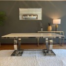 Ellington spisebord- L 240 cm- Hvit stein & Sølv understell thumbnail