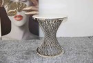 Milano sidebord - Ø 50 cm -stein plate& Sølv rustfritt stål understell thumbnail