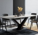 Bergen spisebord - 200 cm - hvit steinplate & Sort understell i rustfritt metall thumbnail