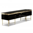 Medusa tv bord - Sort & gull rustfritt stål - L 200 cm  thumbnail
