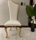 Malin spisestol - Lys beige FLØYEL & GULL RUSTFRITT STÅL BEN thumbnail