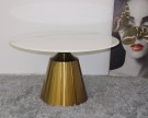 Lincoln spisebord - Ø 130 cm -hvit stein & Gull understell i rustfritt stål thumbnail