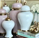 Glamour Urne/Vase- Beige & gull -H 47 cm thumbnail