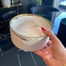Hvit marmor keramik skål med gullkant- 16 cm thumbnail