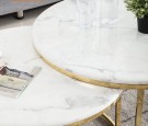 Oslo sofabord -2 stk Ø 80 og 60 cm - Hvit marmor & gull understell thumbnail