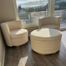  Elegance stol - Beige - Gull swivel base i rustfritt stål  thumbnail