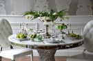 Milano spisebord - Sølv rustfritt stål - Ekte hvit marmorplate - Ø 150 thumbnail