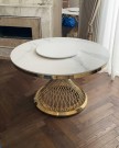 Milano spisebord inkl Lazy Susan - Gull rustfritt stål - Hvit stein - Ø 120 cm thumbnail