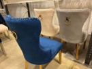 Paris stol - Beige italiensk fløyel & Gull rustfritt stål ben thumbnail