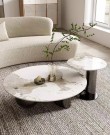 Orlando sofabord - Sort rustfritt stål understell & Hvit steinplate  thumbnail
