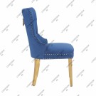 Paris stol - Blå italiensk fløyel & Gull rustfritt stål ben thumbnail