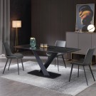 Bergen spisebord - 200 cm - Ekte sort marmorplate & Sort understell i rustfritt stål thumbnail