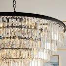 Hawai lysekroner- Sort rustfritt stål & M 7 rader ekte K9 krystaller- Ø 80 cm thumbnail