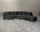 BAX SOFA - Sort velour & Gull ben thumbnail