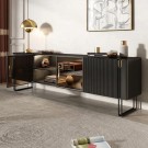 Los Angeles tv bord - L 220 cm - Sort - Treverk & Rusrfritt stål  thumbnail
