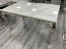 Houston spisebord - 180 cm - Ekte hvit marmorplate & Sølv understell thumbnail
