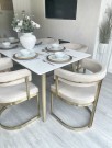 New York stol - Beige velour & Gull rustfritt stål thumbnail