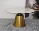 Lincoln spisebord - Ø 130 cm -hvit stein & Gull understell i rustfritt stål thumbnail