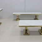 Ellington TV benk - L 200 cm- Hvit stein plate & Gull rustfritt stål understell thumbnail