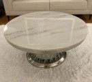 Milano sofabord - hvit stein plate & Sølv rustfritt stål thumbnail