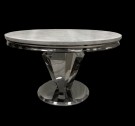 Miami spisebord- Rundt-  Sølv rustfritt stål - Hvit steinplate  - Ø 140 thumbnail