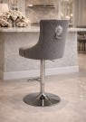Florida barstol - Svingbar - Grå italiensk fløyel & Sølv rustfritt stål ben  thumbnail