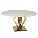 Royalston spisebord- Gull rustfritt stål - Hvit marmorplate - Ø 150 thumbnail