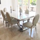 Ellington spisebord- L 200 cm- Hvit marmor plate & sølv understell thumbnail
