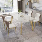 Mallorca spisebord - 160 cm - Hvit steinplate & Rustfritt stål ben thumbnail