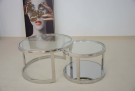 Salvisa sofabord -2 stk Ø 80 og 60 cm - Rustfritt stål m klart herdet glass  thumbnail