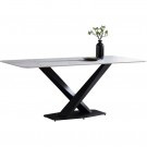 Bergen spisebord - 200 cm - hvit steinplate & Sort understell i rustfritt metall thumbnail