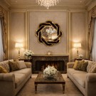 Dallas speil - Ø 100 cm - Sort & brun thumbnail