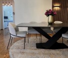 Bergen spisebord - 200 cm - hvit steinplate & Sort understell i rustfritt metall thumbnail