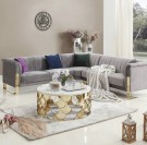 California sofabord - Ø100 cm - Hvit stein plate/gull understell thumbnail