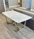 Torino spisebord -180 cm- Hvit stein - Gull rustfritt stål understell thumbnail