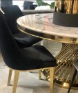 Milano spisebord - Gull rustfritt stål - Ekte hvit marmorplate - Ø 150 thumbnail