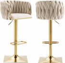 Las Vegas barstol - Svingbar- Beige italiensk fløyel & Gull rustfritt stål ben thumbnail