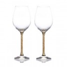 Crystalline vinglass m krystaller - 6 glasser inkl stativet - Gull  thumbnail