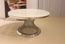 Milano sofabord - hvit stein plate & Sølv rustfritt stål thumbnail