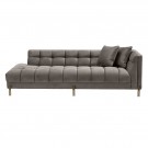 New York sofa - 3 sett - Grå italiensk fløyel & Gull rustfritt stål ben- Uten arm  thumbnail