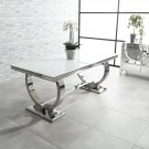 Ellington spisebord- L 200 cm- Hvit glasstopp & Sølv understell thumbnail