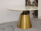 Lincoln spisebord - Ø 130 cm -hvit stein & Gull understell i rustfritt stål thumbnail