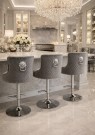 Florida barstol - Svingbar - Grå italiensk fløyel & Sølv rustfritt stål ben  thumbnail