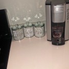 Crystalline oppevaringskrukke sett til te, sukker og kaffe med krystaller-Sølv-3 stk- Ø10, H14 cm  thumbnail