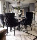 Manhattan spisestol- Sort velour- Sort ben thumbnail