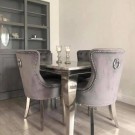 Houston firkantet spisebord - 110*110 cm - Hvit marmorplate & Sølv rustfritt stål understell thumbnail